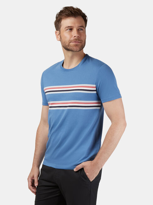 Clifton Short Sleeve Panel Print Crew Tee, Blue, hi-res