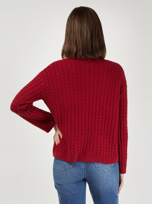Milana Oversize Cable Knit, Red, hi-res
