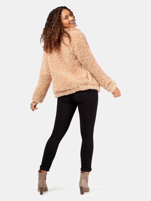 Becca Teddy Bomber Jacket, Brown, hi-res