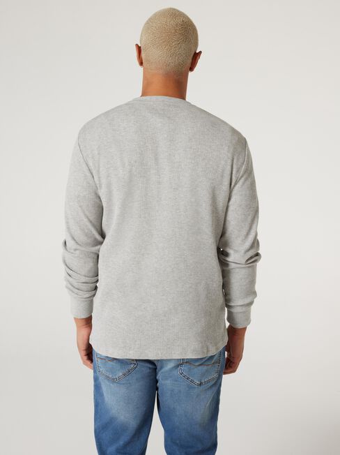 LS Sullivan Waffle Henley Top, Grey, hi-res