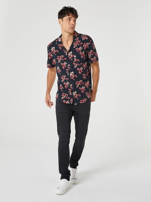 SS Mikey Print Resort Shirt, Black, hi-res