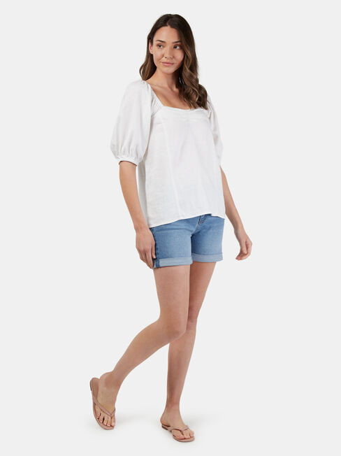 Lucinda Square Neck Top, White, hi-res