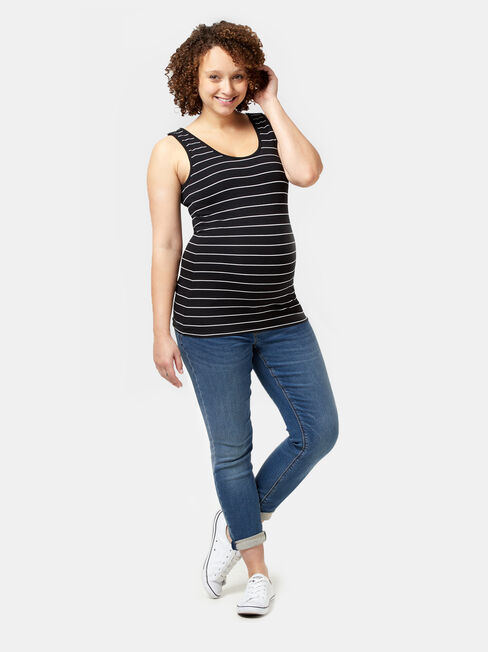 Post Maternity Cotton Nursing Tank, Stripe, hi-res