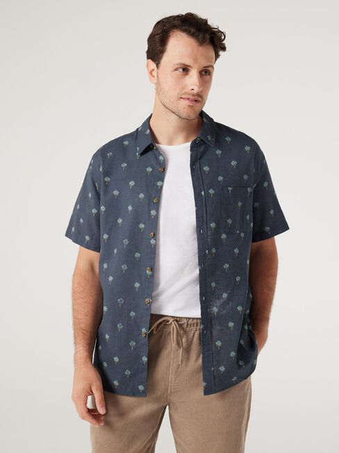 SS Grady Print Linen Shirt