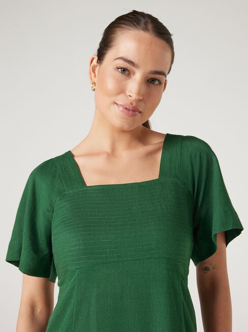 Victoria Flutter Sleeve Dress, Green, hi-res
