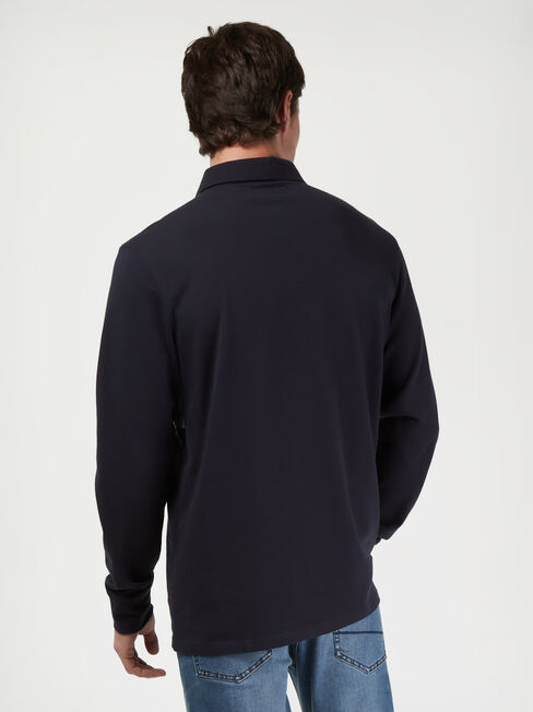 LS Adair Panel Stripe Rugby Polo, Blue, hi-res