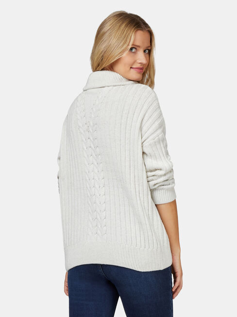 Ziggy Zip Front Pullover, White, hi-res