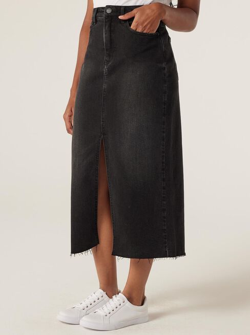 Missy Denim Midi Skirt, Black, hi-res