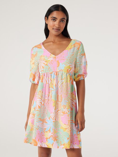 Luna V Neck Dress, Rainbow Gelati, hi-res