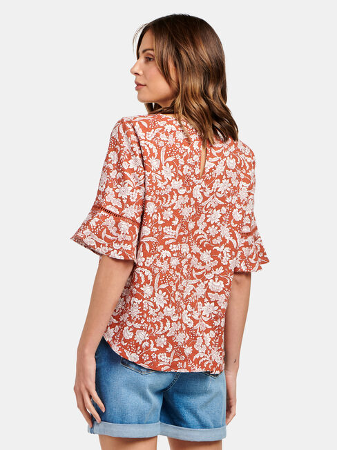 Cora Linen Blend Top, Black, hi-res