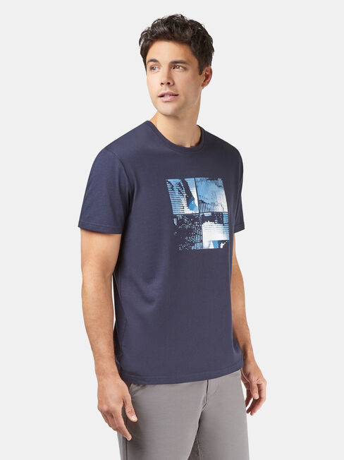 Danny Short Sleeve Print Crew Tee, Blue, hi-res