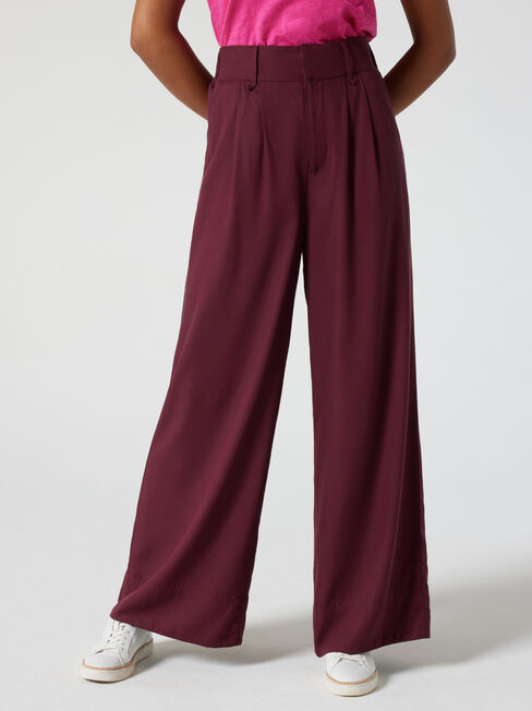 Molly Tailored Wide Leg Pant, Merlot, hi-res