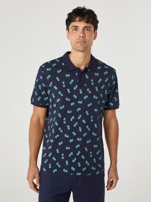 SS Ayden Print Polo, Blue, hi-res