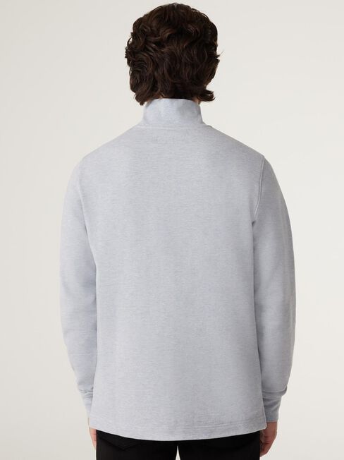 Samuel Funnel Zip Neck Long Sleeve Knit, Grey Marle, hi-res