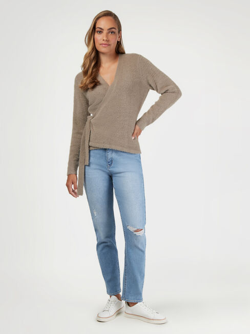 Ruby Wrap Knit, Brown, hi-res