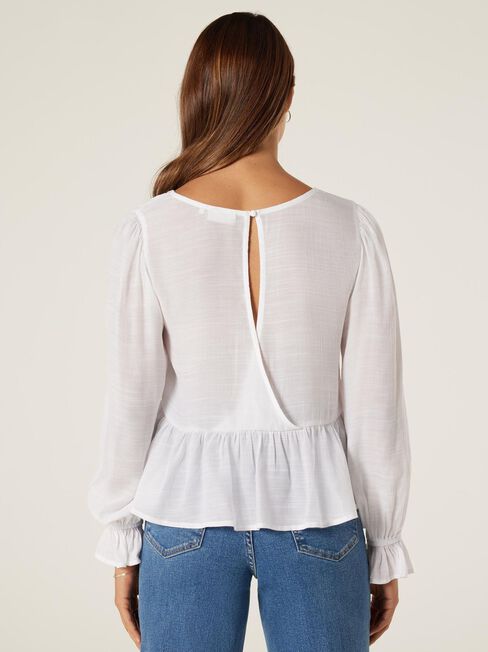 Donna Rouched Blouse, White, hi-res