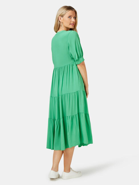 Esther Tiered Midi Dress, Green, hi-res