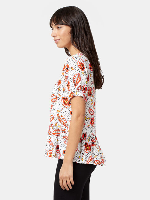 Cassie Peplum Top, White, hi-res