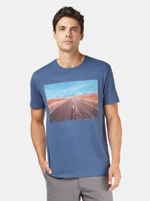 Ivan Short Sleeve Print Crew Tee, Blue, hi-res