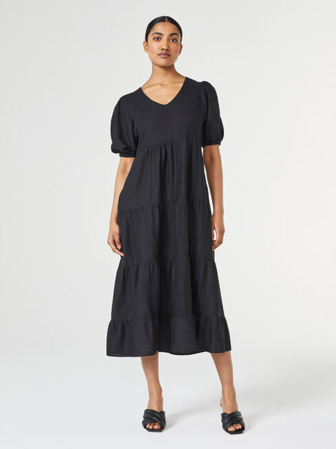 Sonny V-Neck Dress, Black, hi-res