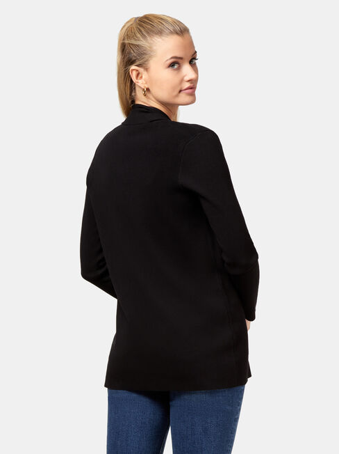 Mischa Drape Front Cardigan, Black, hi-res
