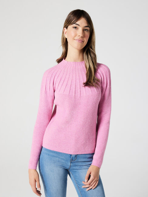 Luna Neck Detail Pullover, Candy Floss, hi-res