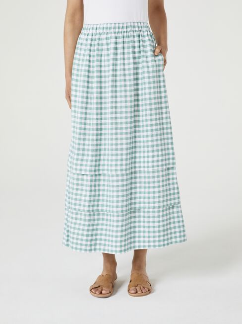 Pixie Midi Tiered Skirt, Green, hi-res
