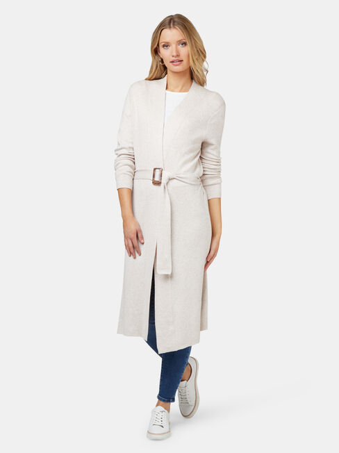 Karina Belted Longline Coatigan, Brown, hi-res