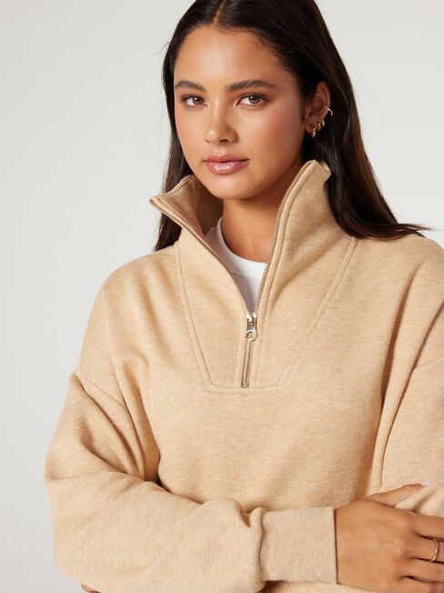 Varley Half Zip Soft Touch Pullover, Caramel, hi-res