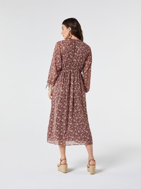 Bexley Tie Neck Maxi Dress, Floral, hi-res