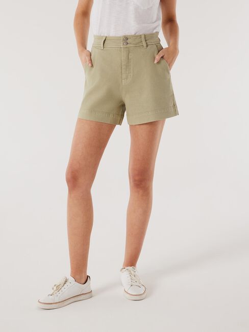 Georgia Tummy Trimmer Denim Short, Green, hi-res