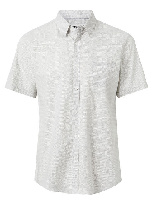 Wayne Short Sleeve Print Shirt, White, hi-res