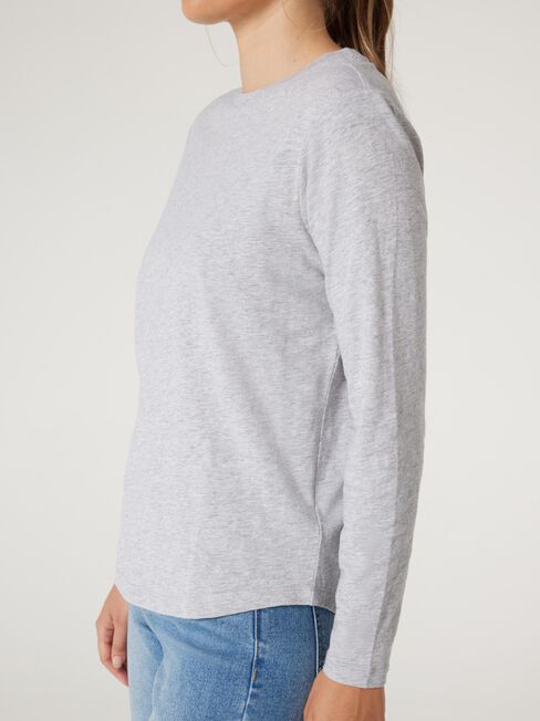 Essential Long Sleeve Crew Neck, Grey, hi-res