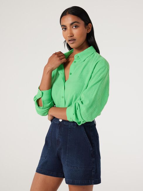 Cara Cheesecloth Shirt, Green, hi-res
