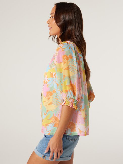 Reef Puff Slv Blouse, Rainbow Gelati, hi-res