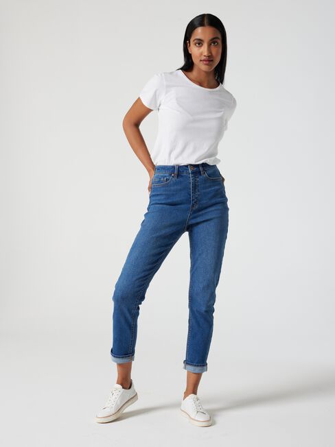 High Waisted Tapered Jeans, Mid Vintage, hi-res