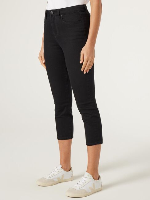 Kara Mid Waist Skinny Capri, Black, hi-res