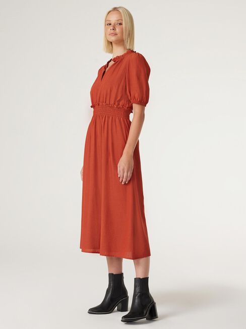 Lahni Midi Dress, Rust, hi-res