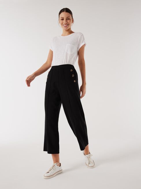 Terri Twill Crop Wide Leg Pant, Black, hi-res