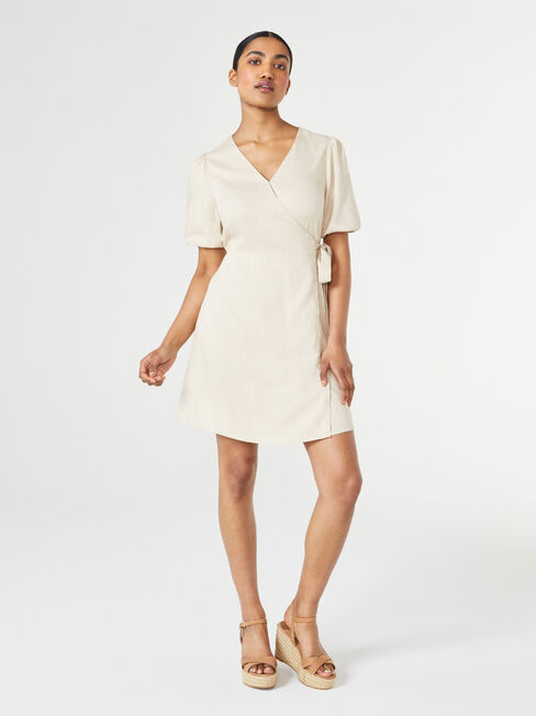 Fonda Wrap Dress, Brown, hi-res