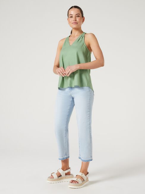 Helena V-Neck Top, Green, hi-res