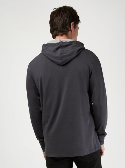 LS Mason Hooded Henley Top, Grey, hi-res