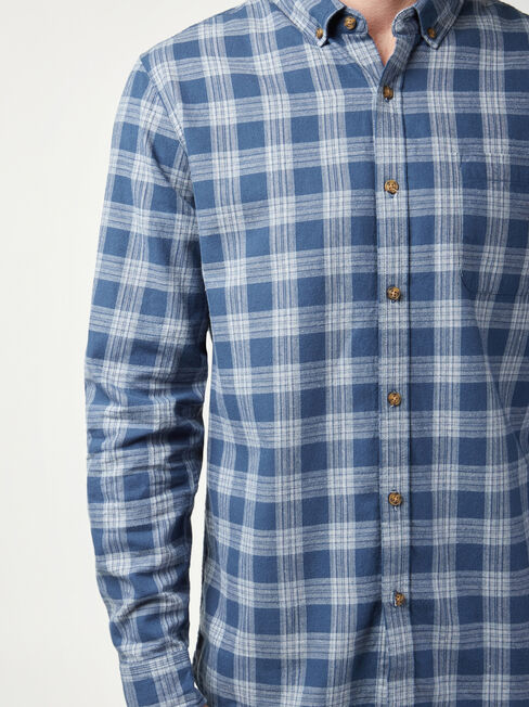 LS Holmes Brushed Check Shirt, Blue, hi-res