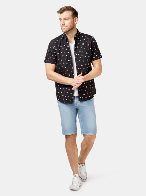 Kurt Short Sleeve Print Shirt, Black, hi-res