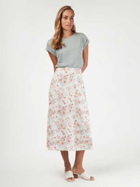 Effie Midi Skirt, Floral, hi-res