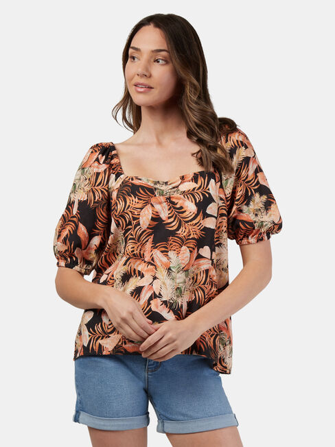 Lucinda Square Neck Top, Black, hi-res