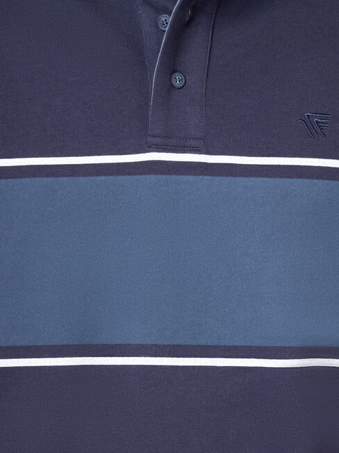 Casper Long Sleeve Rugby Polo, Blue, hi-res