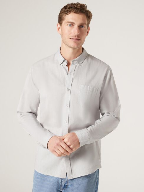 Brody Textured Long Sleeve Shirt, Grey, hi-res
