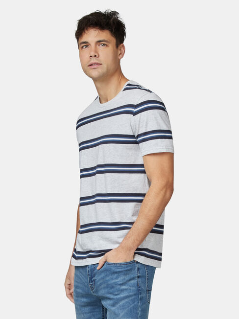 Porter Short Sleeve Stripe Crew Tee, Grey, hi-res