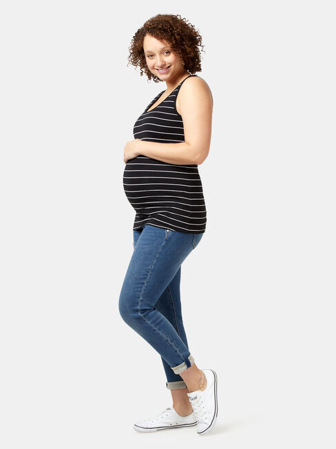 Post Maternity Cotton Nursing Tank, Stripe, hi-res